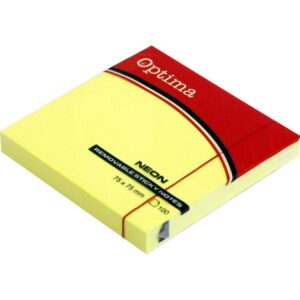 Optima Sticky Notes 75x75mm Yellow x100