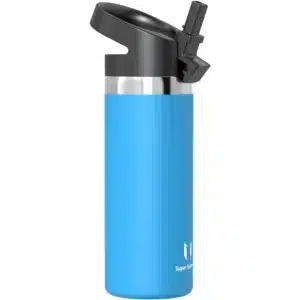 Super Sparrow SwivelSip™ Stainless Steel Insulated Wide Mouth Bottle with Straw Lid, 500ml, Sky Blue