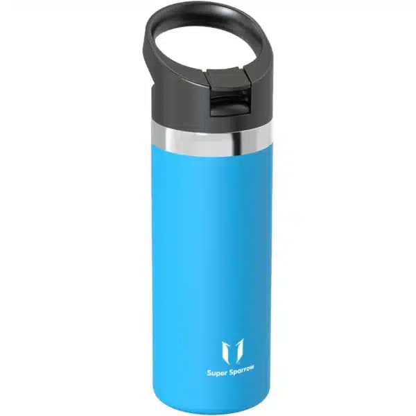 Super Sparrow SwivelSip™ Stainless Steel Insulated Wide Mouth Bottle with Straw Lid, 500ml, Sky Blue - Image 3