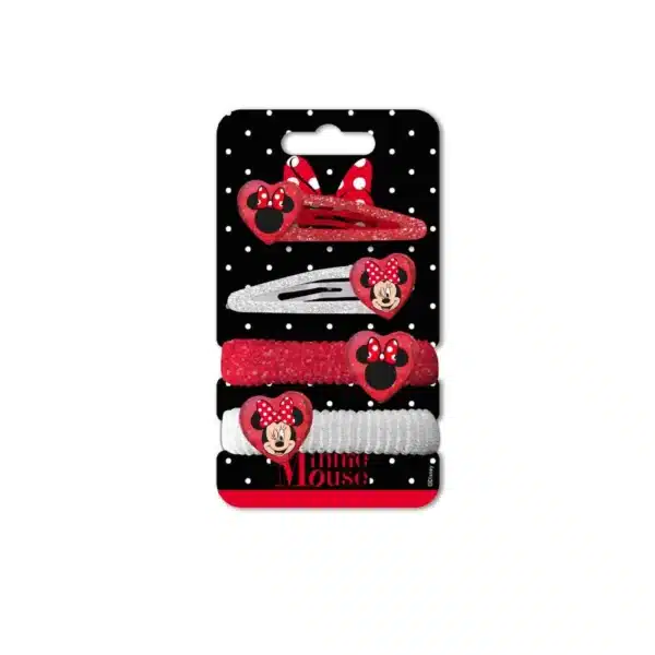 Minnie Mouse Set of  4 hair accessories:  2 glittery elastic bands with charm and 2 sleepies .