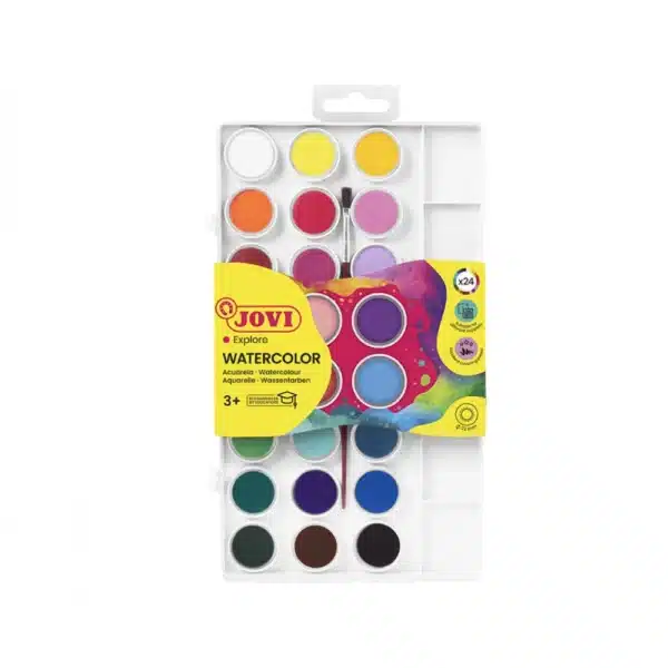 Jovi Watercolour Set 24 Assorted 22mm Tablets + Brush