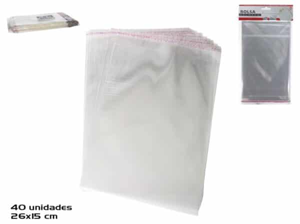Adhesive Cellophane Bag X40 Pack 26x15 Cm