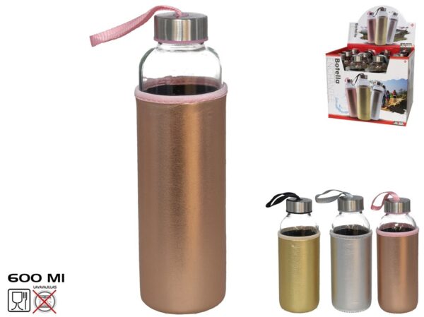 Bottle With Cover 600ml Enchantee 3 Assorted Colours