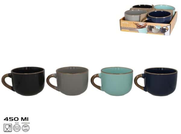 Mug 450ml Elda Stoneware 4 Assorted models