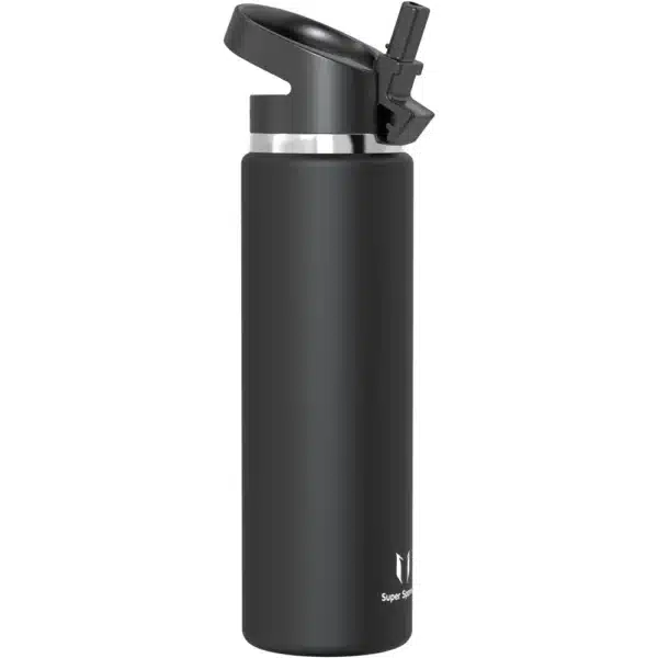 Super Sparrow SwivelSip™ Stainless Steel Insulated Wide Mouth Bottle with Straw Lid, 1000ml, Black