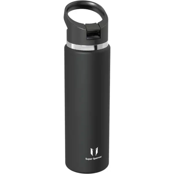Super Sparrow SwivelSip™ Stainless Steel Insulated Wide Mouth Bottle with Straw Lid, 1000ml, Black - Image 4
