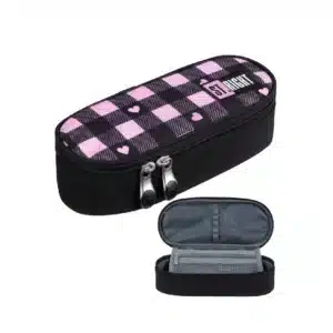 ST.Right Oval Pencil Case PC-01 Pink Checkered