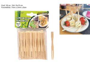 Small Wooden Forks Bamboo 50pz 9cm
