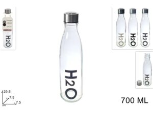 Glass Drinking Flask with cap H20 700ml