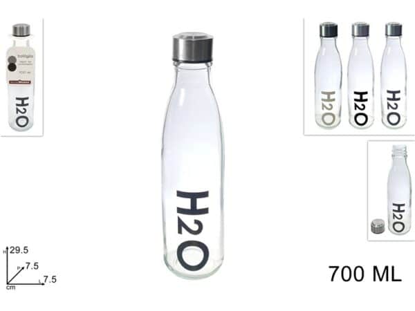 Glass Drinking Flask with cap H20 700ml