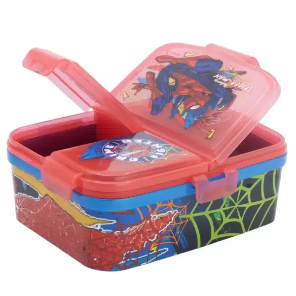 XL Multi Comp Rectangular Lunch Box Spiderman Moving Traget - Image 3