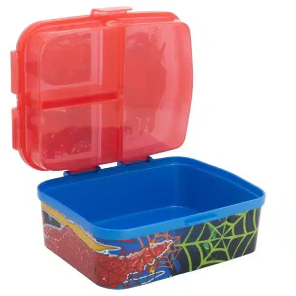 XL Multi Comp Rectangular Lunch Box Spiderman Moving Traget - Image 2