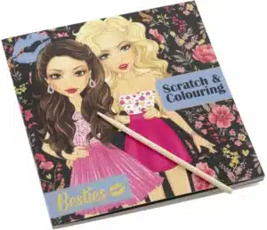 Besties Scratch & Colouring - 12 Double-sided Sheets (20x20cms)