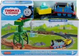 Fisher-Price Thomas & Friends Cranky the Crane Cargo Drop Train Track Set with motorized engine for preschool kids ages 3 and up