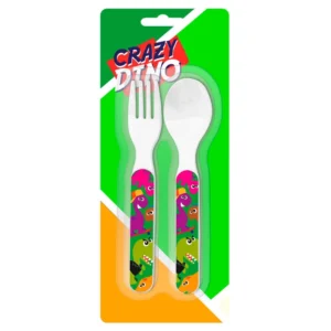 2pcs Crazy Dino Cutlery Set