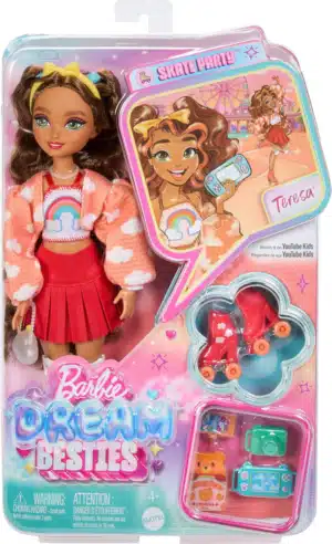 Barbie Dream Besties Playset, Teresa Posable Fashion Doll with Brown Hair & Hairstyling Clips, 10 Video Game-Themed Accessories