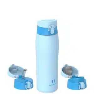 Super Sparrow Enjoy Series 500ml Stainless Steel Bottle With Straw Light Blue Dual Cap