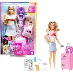 Barbie Traveller Set With Puppy And 10+ Pieces Including Working Suitcase