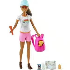 Barbie Self-Care Hiking Day Posable Doll With Puppy And Accessories