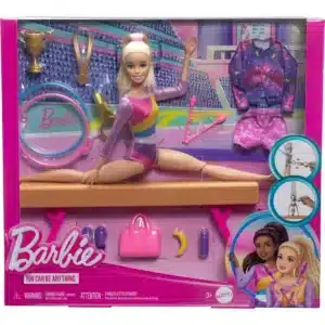 Barbie Gymnastics Playset With Blonde Fashion Doll, Balance Beam, 10+ Accessories & Flip Feature
