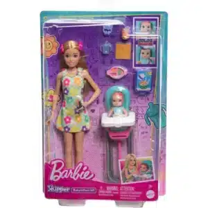Barbie Skipper Babysitters inc & Playset, includes Doll, Baby, And Mealtime Accessories, 10 Piece Set