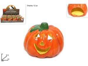 Halloween Ceramic Pumpkin Tealight Holder10x7cm