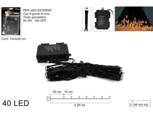 Christmas Lights  40 Led with Battery and 8 Functions with timer