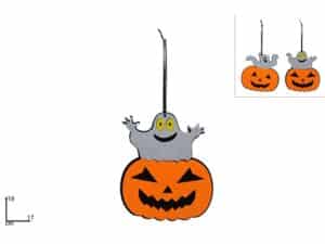 Halloween Hanging Felt Sign Ghost On Pumpkin 17x19cm