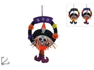 Halloween Wreath With Skull 25cm 2 Assorted