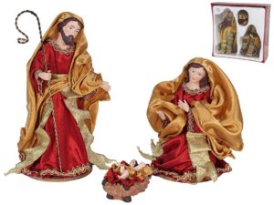 Nativity Scene Red/Gold 11cms x 11cms x 9.5cm