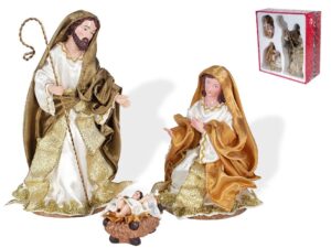 Nativity Scene Gold/White Cloth 11cms/11cms/9cms