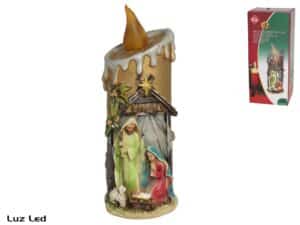 Nativity Scene Candle With Led 24cm