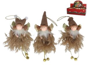 Gold Angel Pendant With Bells 16cm 3 Assorted models