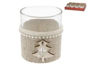 Christmas Glass Candle Holder 9x10cm