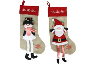Xmas Hanging Boot With 3d Figures 28x54cm