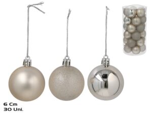 Box Set of 30 Baubles  6cm 3 Assorted
