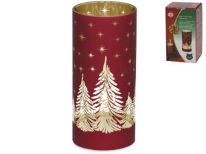 Red Christmas Lantern With 10 Xmas Leds 7x7x15cm Red