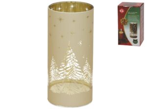 Gold Christmas Lantern With 10 Led's 7x7x15cm