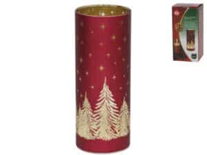 Red Christmas Lantern With 15 Led's Xmas 8x8x20cm