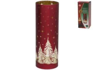 Red Christmas Lantern With 20 Leds  9x9x25cm