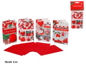 Christmas Cards with envelope Set of 8( 9x14cm) 4 Assorted
