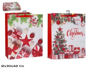 Christmas Gift Bag With Handles 42x30x12cm 3 Assorted