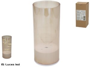 Gold Candle Holder 15 Led 9x20.5cm