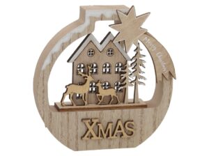 Christmas Wooden Decoration Edhen Ball 11x10.5x2.5cm