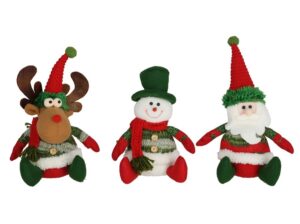 Christmas Sitting Green And Red Figures  12x9x20cm