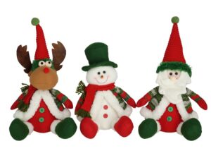 Christmas Sitting Green And Red Figures - 18x18x30cm (3 Assorted models)