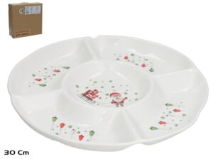 Christmas White Ceramic Bowl With Decorated Dividers