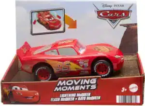 Mattel Disney and Pixar Toy Car, Moving Moments Lightning McQueen Vehicle with Moving Eyes & Mouth