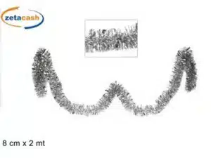 Christmas Silver Tinsle  8cm X 2mt