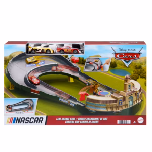 Disney Cars Nascar Lane Change Race Playset With 2 Toy Vehicles, Includes Lightning Mcqueen